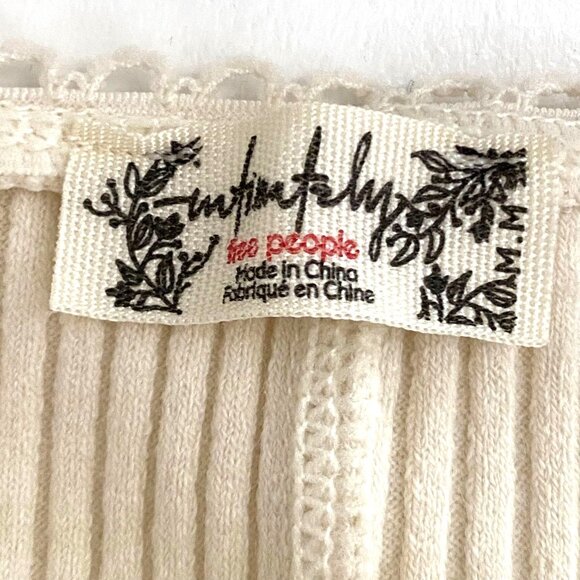 Free People Intimately Ribbed Button Front Top Size Medium Cream Beige Feminine - Picture 7 of 9